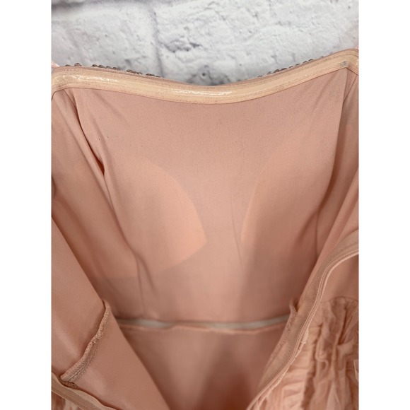 Trixxi Blush Pink Rosette Maxi Dress Rhinestone Sweetheart Formal Prom Size 9 - Picture 9 of 13